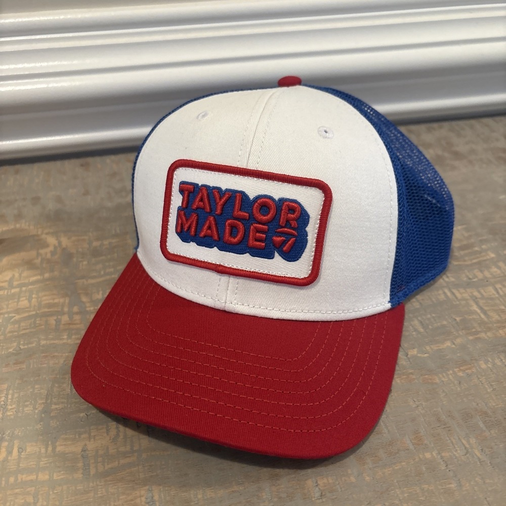 NEW TaylorMade Golf TM24 Retro Trucker Snapback Hat Red White Blue USA‎ Ventura